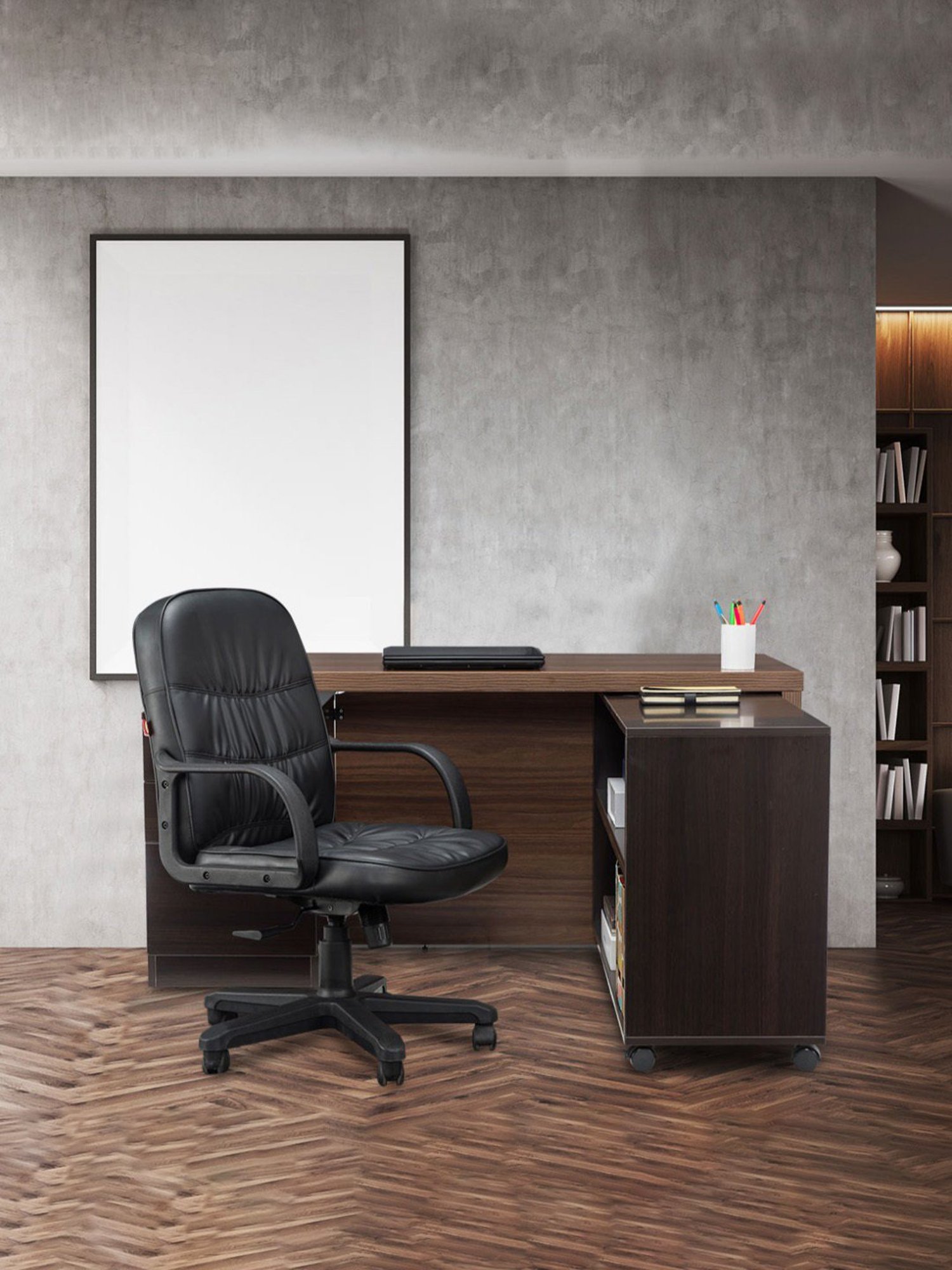 Durian Clint Classic Walnut Brown Engineered Wood Managerial Desk