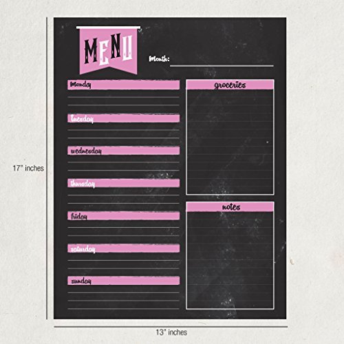 Best EXTRA LARGE 13 x 17 -inch Dry Erase or Wet Erase Laminated Magnetic Dry Erase Menu And Groceries Planner - Perfect for Refrigerators Keep a Weekly Meal Plan & Grocery List Blue & White