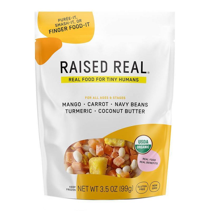 Raised Real Organic Mango + Navy Bean Frozen Baby and Toddler Food - 3.5oz