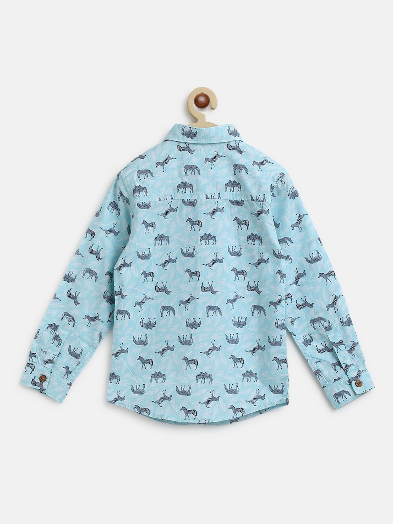 Tales & Stories Kids Sky Blue Printed Full Sleeves Shirt