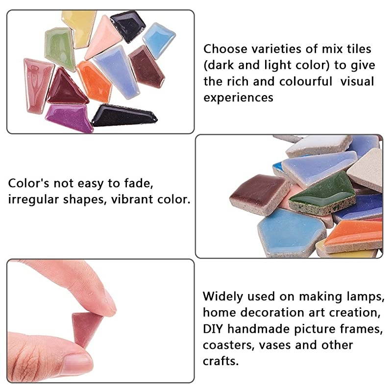 250g Ceramic Mosaic Tiles Pieces Chips Vases Picture Frames Flowerpots Mosaic Pieces for DIY Crafts Home Decoration Arts