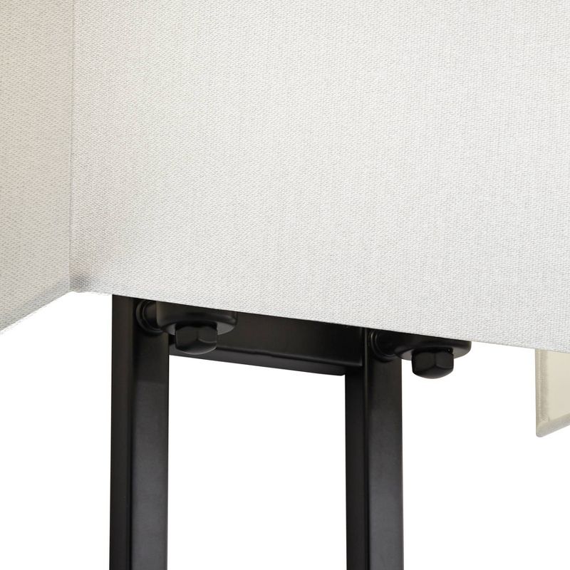 Barnes and Ivy Modern Swing Arm Wall Lamp Antique Brass Plug-In Light Fixture Taupe Fabric Bell Shade Bedroom Living Room Reading