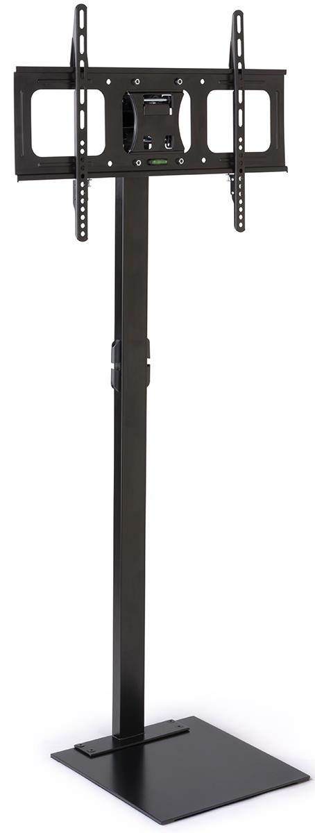 Displays2go Television Stand with Floor Mount, Steel Construction, Horizontal Orientation &ndash; Black (TVSVM3270B)