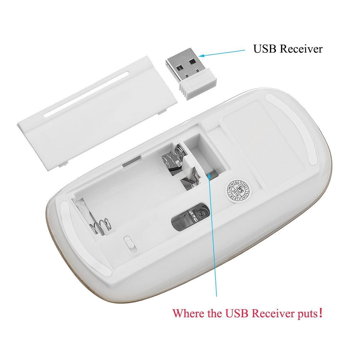 Kuwfi K108 Ultra Thin 2.4G Wireless Keyboard Mouse Combo with USB Receiver Slim Multi Color Keyboard Mouse Kit for PC/Laptop/TV BOX