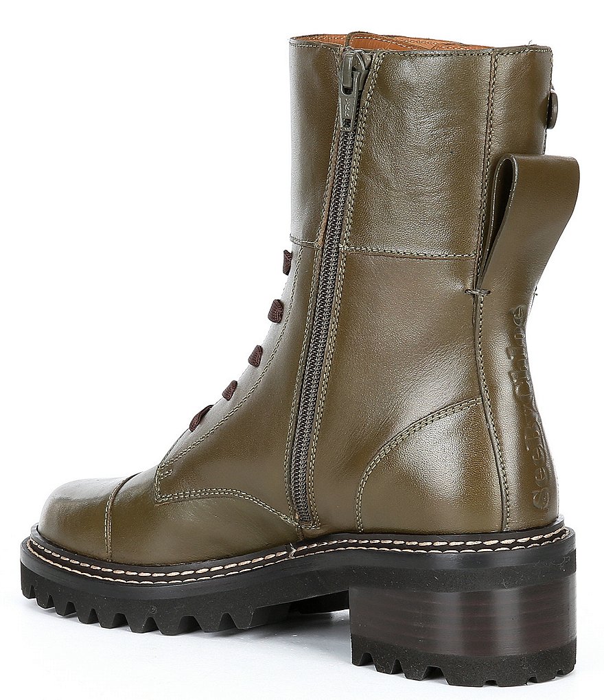 See By Chloe Mallory Leather Lug Sole Military Combat Boots