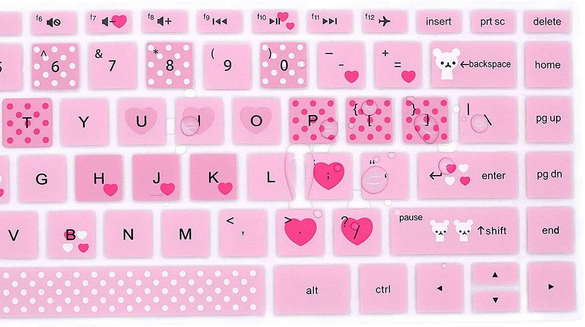 HRH Keyboard Cover for HP 14" Laptop 2020 2019 2018,HP Pavilion x360 14M-BA 14M-CD 14M-DH 14-BA 14-BF 14-cm 14-CF 14-DF 14-DK 14-DS 14-DQ Series 14 Inch Protective Skin (with Squared Keypad),Love bear