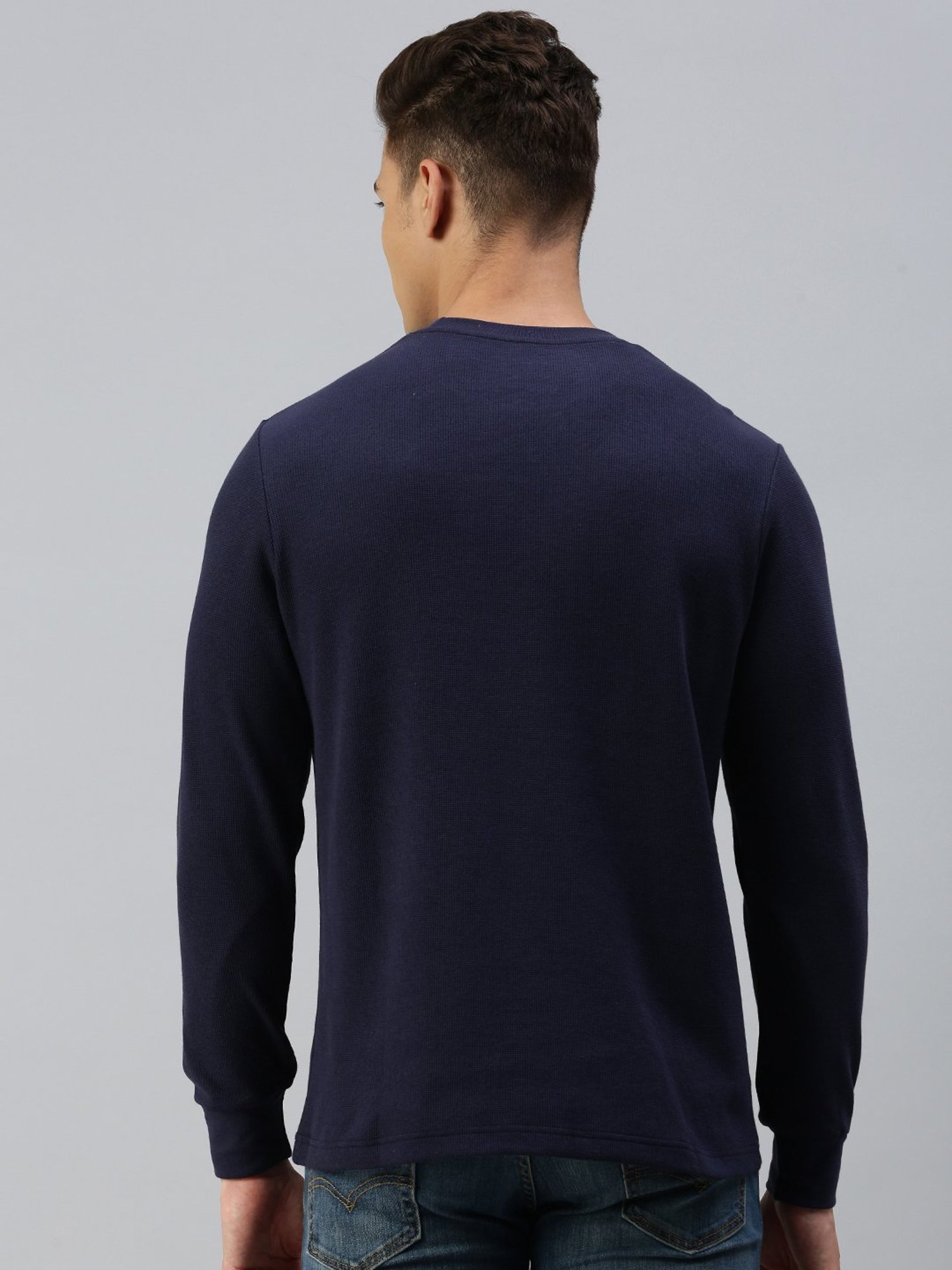 Sporto Navy Regular Fit Crew T-Shirt