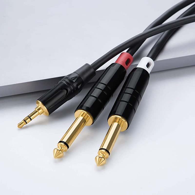 3 FT 35mm 18quot TRS to 2 x 635mm 14quot TS Mono Y Cable Splitter Cable Compatible with iPhone iPodLaptopCD PlayersPower AmplifierMixer Home Stereo Systems1 MeterBlack