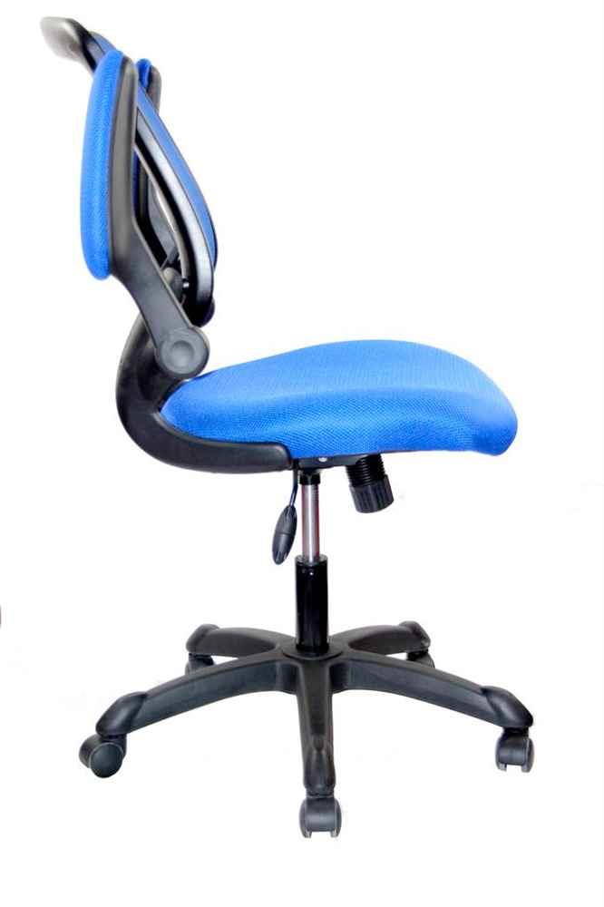 Techni Mobili Mesh Office Chair with Tilt and Height Adjustment, Executive Task Chair with Flip-Up Armrest and Non Marking Caster Wheels, Blue