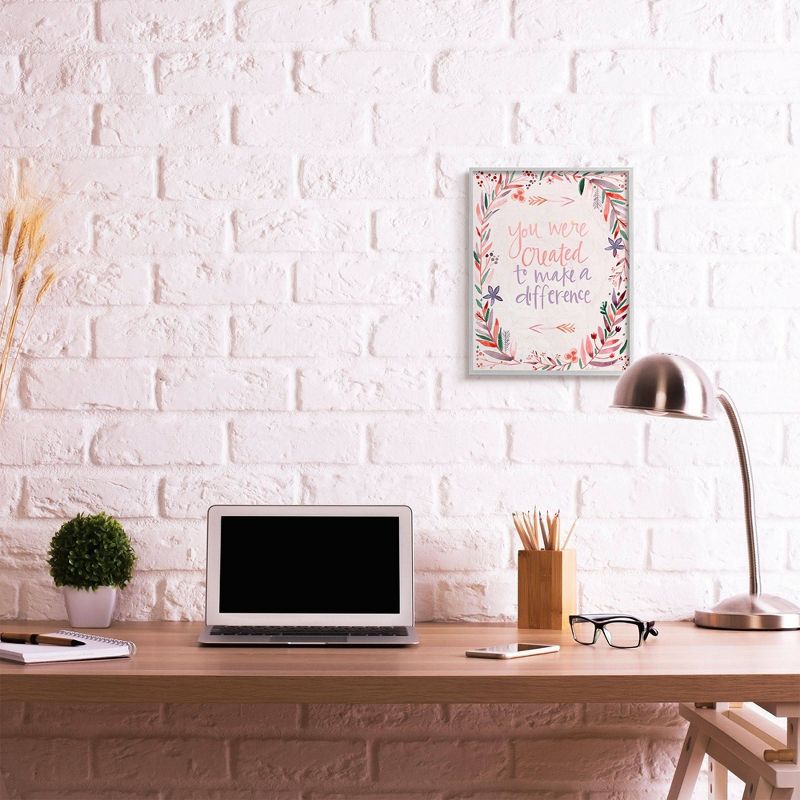20"x16" Created to Make Difference Phrase with Floral Border Oversize Framed Giclee Art by Kate Doucette Gray - Stupell Industries