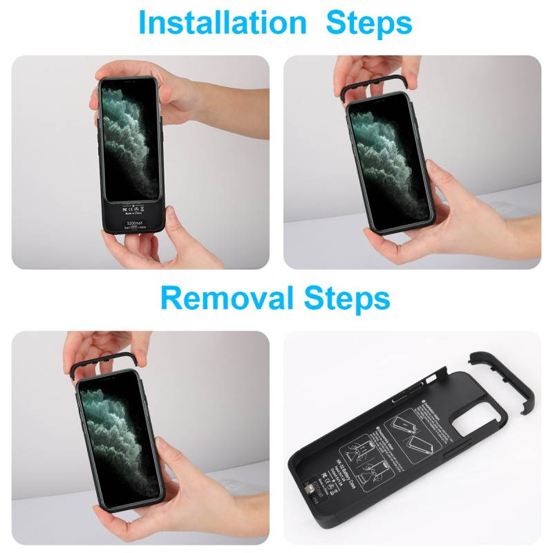 6500mAh Battery Charging Case For IPhone 12/12 Pro/12 Pro Max/12 Mini, Rechargeable Full Package Portable External Battery Case