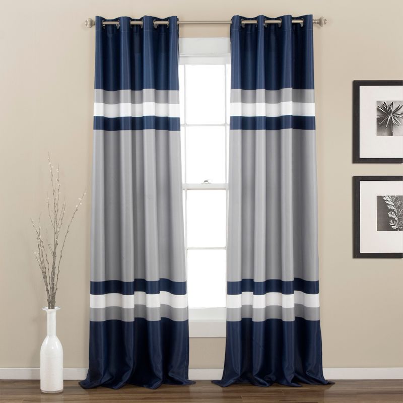 Set of 2 84"x52" Alexander Window Curtain Panel Navy - Lush Décor