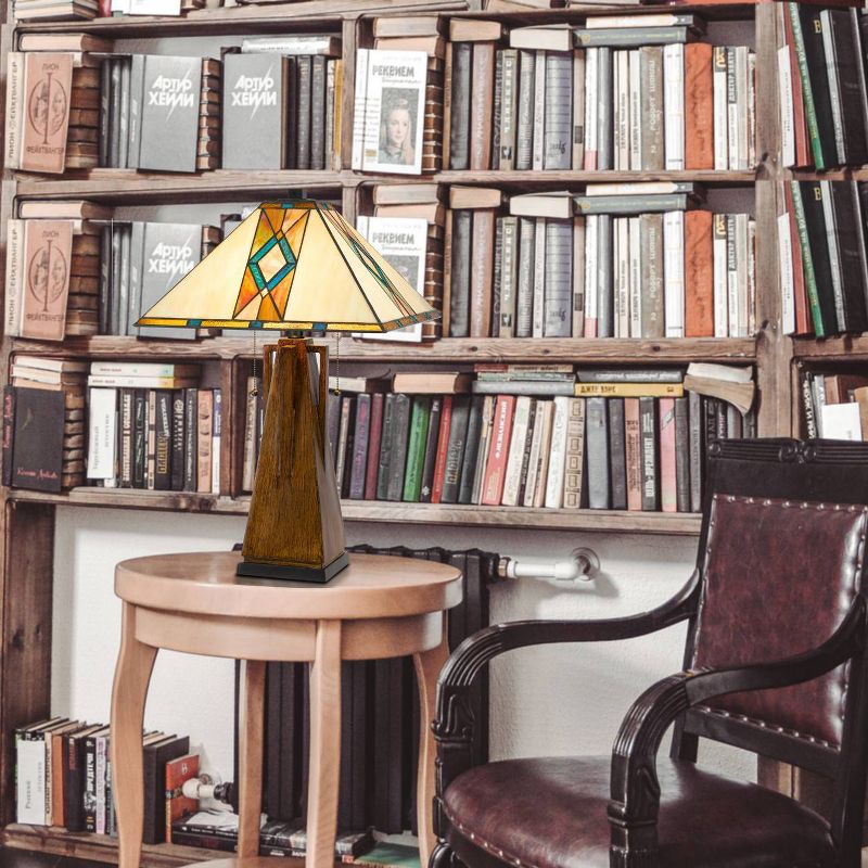 25" Resin Contemporary Mission Table Lamp with Tiffany Glass Shade - Cal Lighting