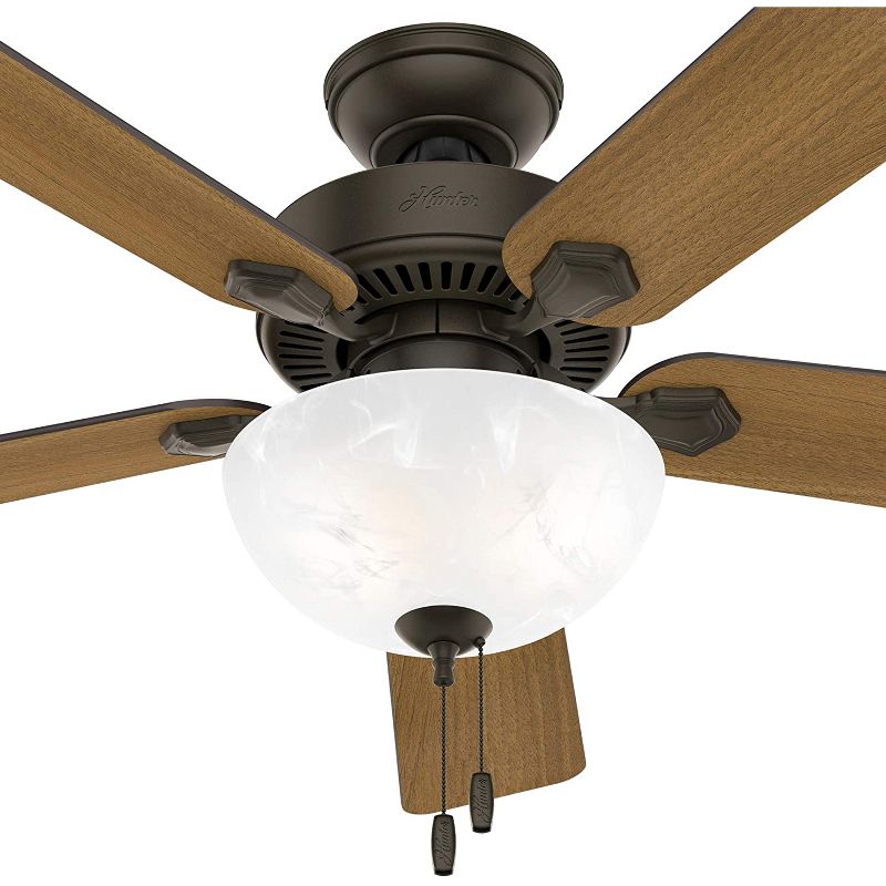 Hunter Fan Company 50901 Swanson 52 Inch Multi Speed Quiet Indoor Home Ceiling Fan with Energy Efficient LED Light and Pull Chain, Bronze