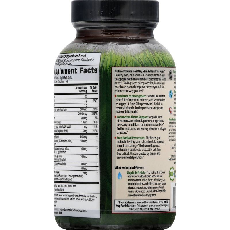 irwin naturals Healthy Skin & Hair Plus Nails Dietary Supplement Liquid Softgels - 60ct