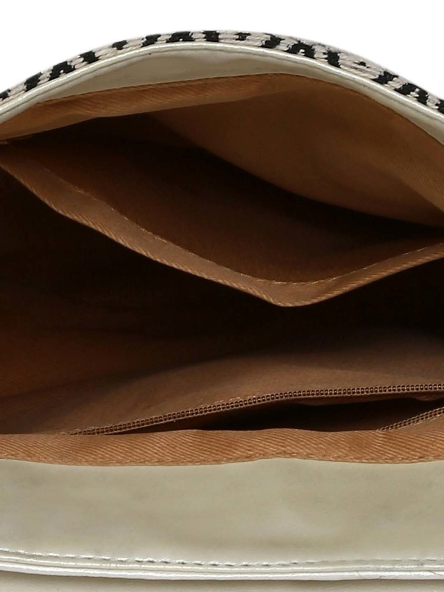 KLEIO White & Black Textured Medium Sling Handbag