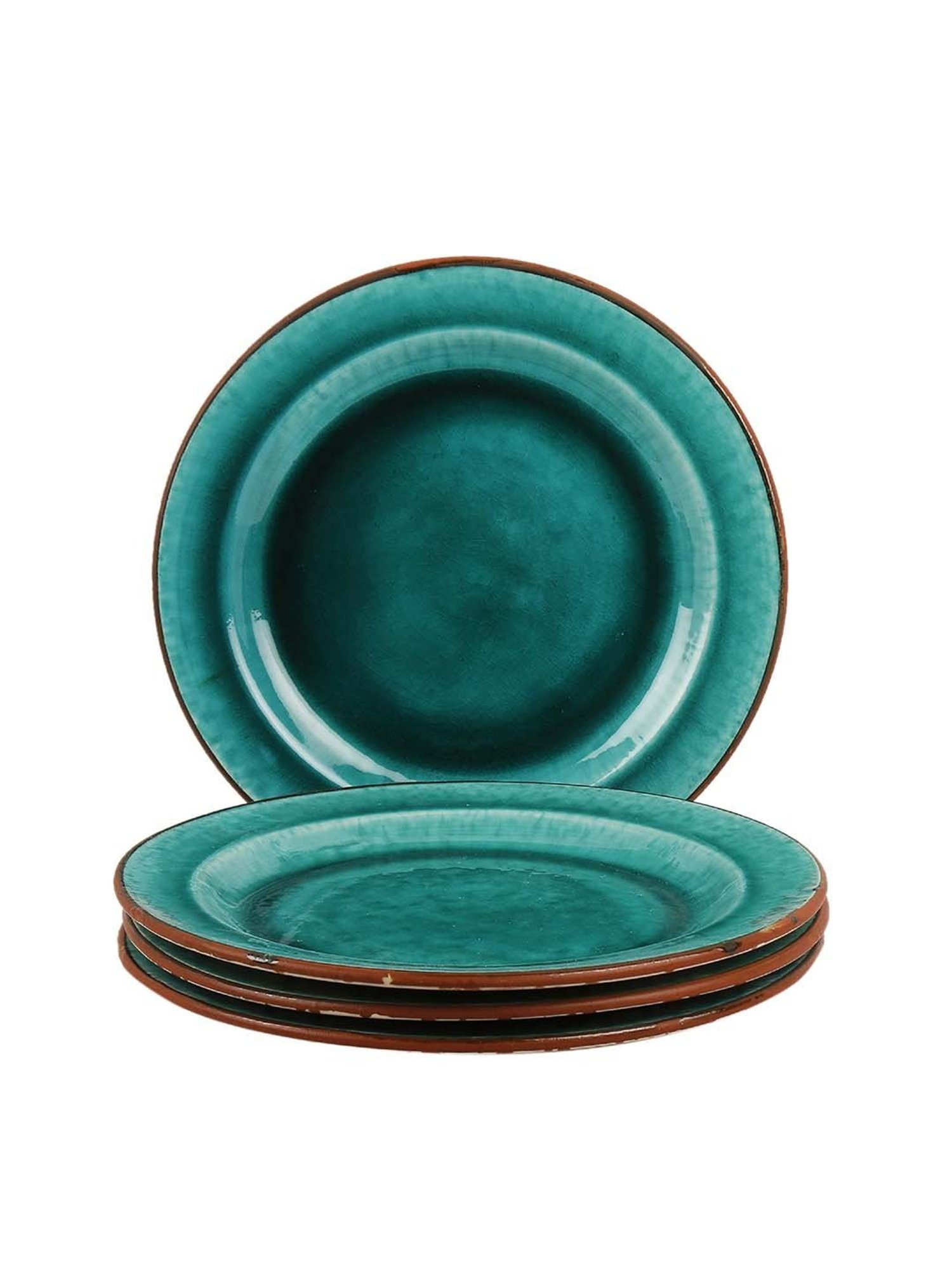 VarEesha Color Tones Green Ceramic Dinner Plates - Set of 4