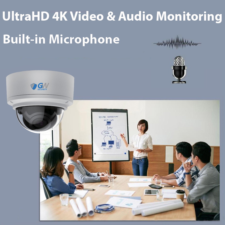 GW AutoFocus 4K (8MP) Smart AI Video & Audio Security Camera System, 16 Channel H.265+ 4K NVR, 16 x 8MP UltraHD 3840x2160 Microphone POE Dome Camera 4X Optical Motorized Zoom Outdoor Indoor