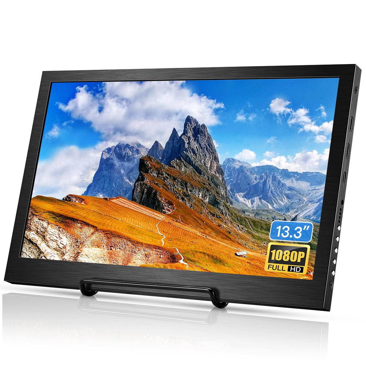 Eyoyo 13.3 inch Portable Monitor HDMI Input Gaming Monitor 1080P HDR IPS Display Compatible with PS3 PS4 Xbox One Xbox 360 Raspberry Pi Wii U Laptop PC DVR w/ Dual Speaker