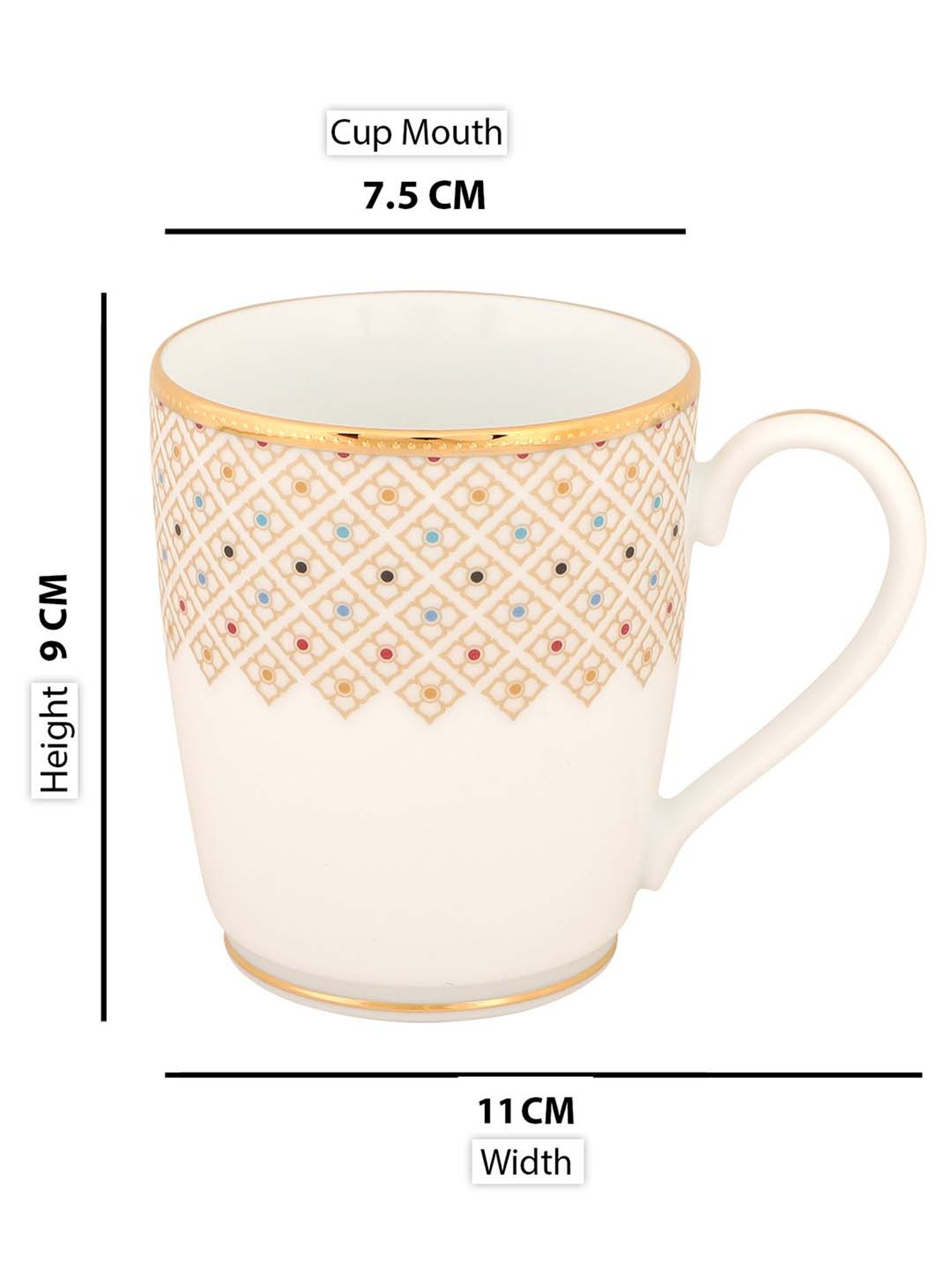 NORITAKE Hearth Multicolor Porcelain Petite Fleur Coffee Mug (0.295 L) - Set of 6