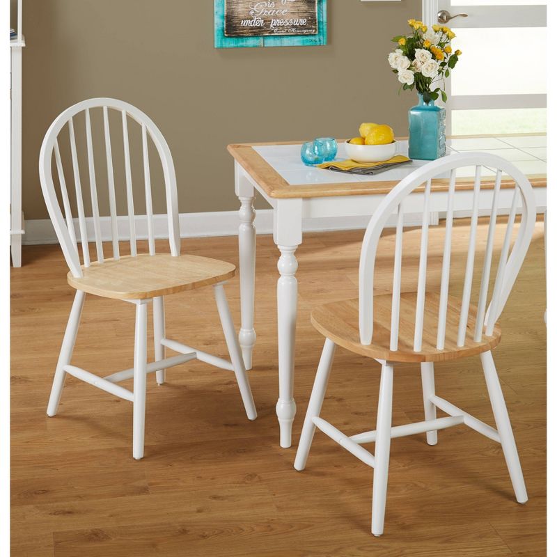 3pc Chester Tile Top Dining Set White/Natural - Buylateral