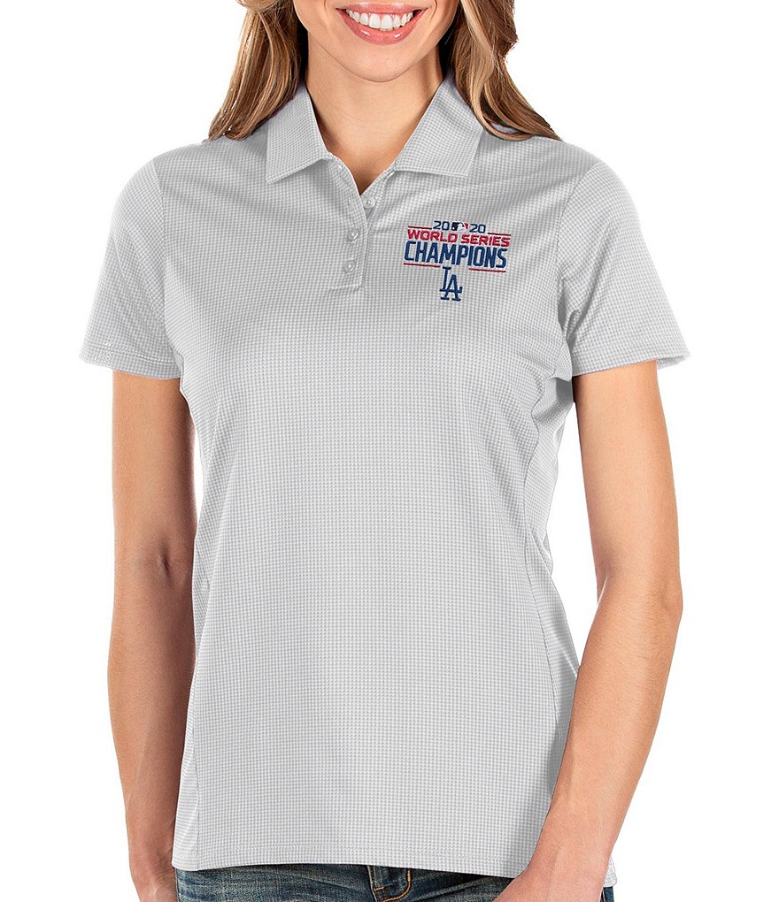 Antigua Women's MLB Los Angeles Dodgers 2020 World Series Champions Balance Short-Sleeve Polo Shirt