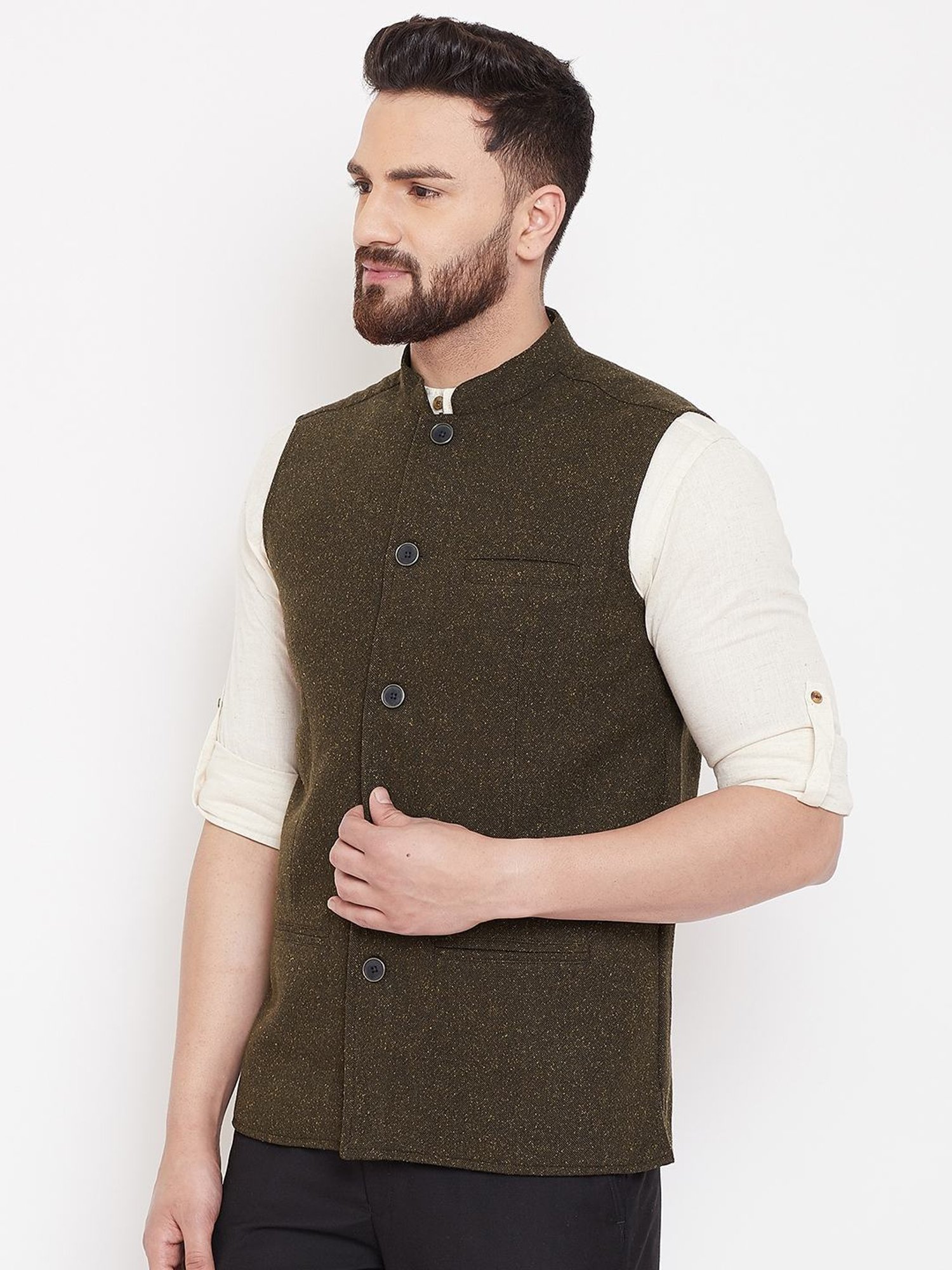 Even Green Regular Fit Nehru Jacket