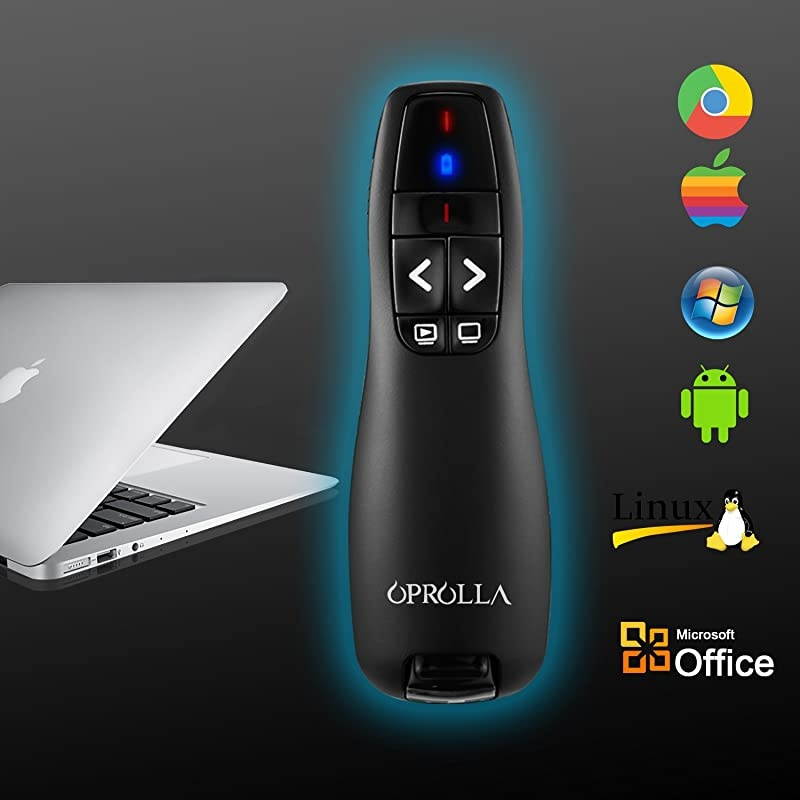 Wireless Presenter with Laser Pointer,2.4GHZ PPT Clicker, Support Super URL, Powerpoint Presentation Remotes R400-,USB Control for Teaching. Updated Version