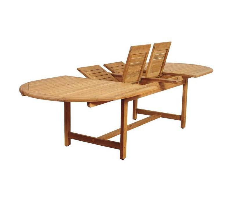 City Villa 11pc Patio Teak Wood Wicker Double-Extendable Oval Dining Set - International Home Miami