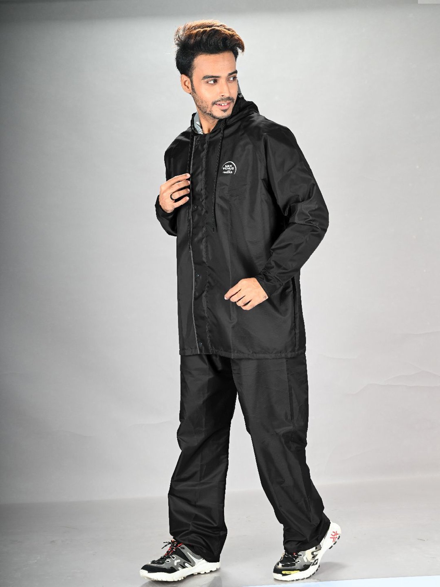 Lux Venus Black Regular Fit Rainwear Jacket