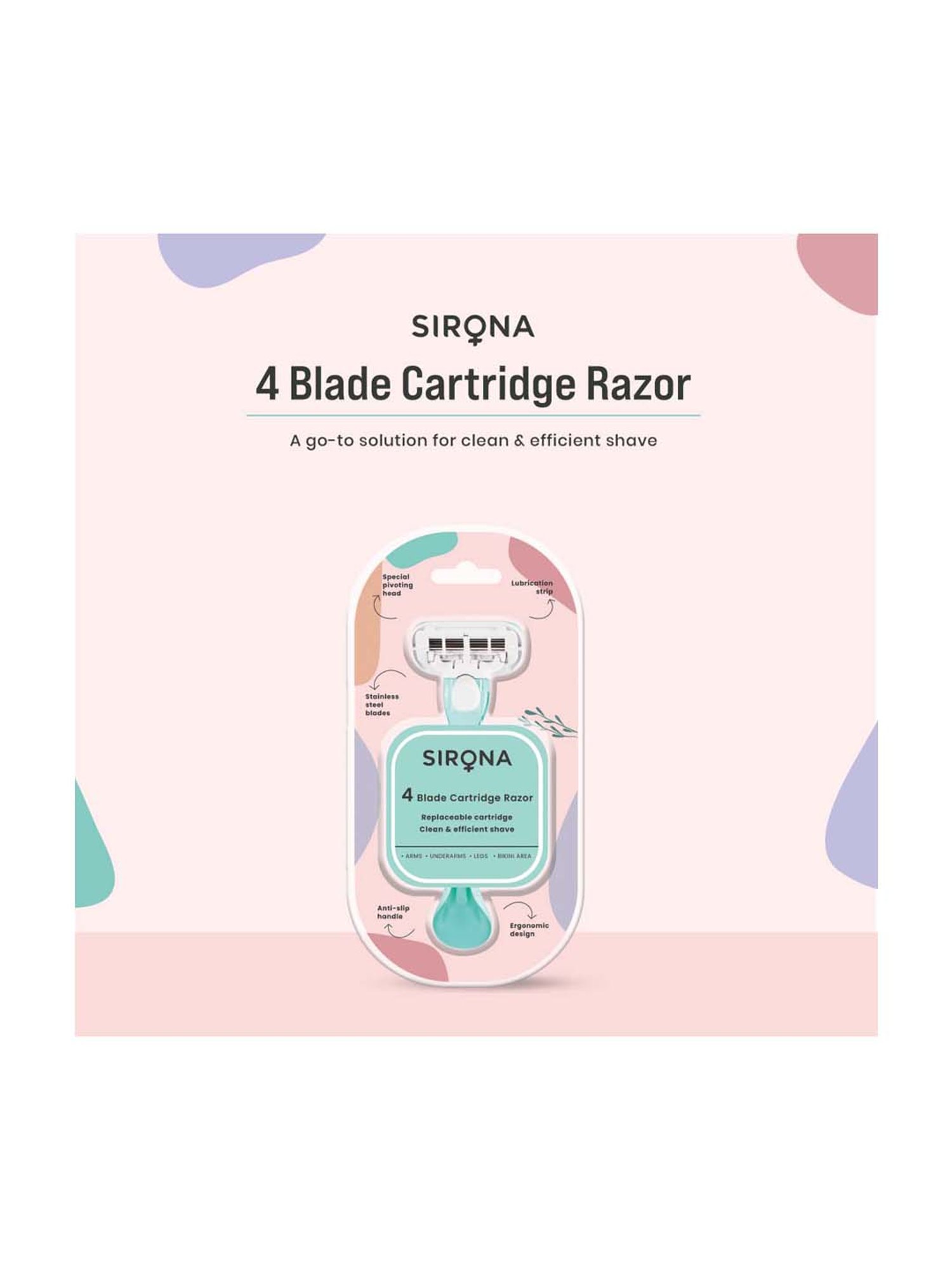 Sirona 4 Blades Body Razor with Replaceable Head - 1 Pc