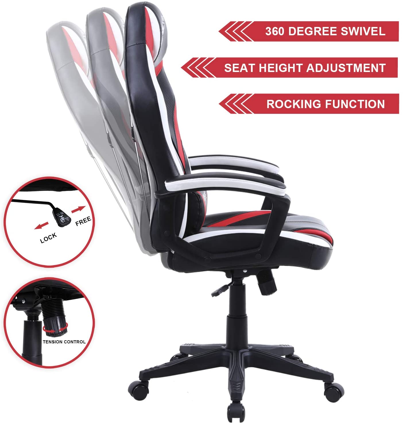 Vonesse Green Gaming Chair, Gaming Desk Chair for Teens, Computer Chair with Massage, High Back Home Office Desk Chairs, Big and Tall Gamer Chair, Computer Desk Chair, Game Chair for Kids (Green)