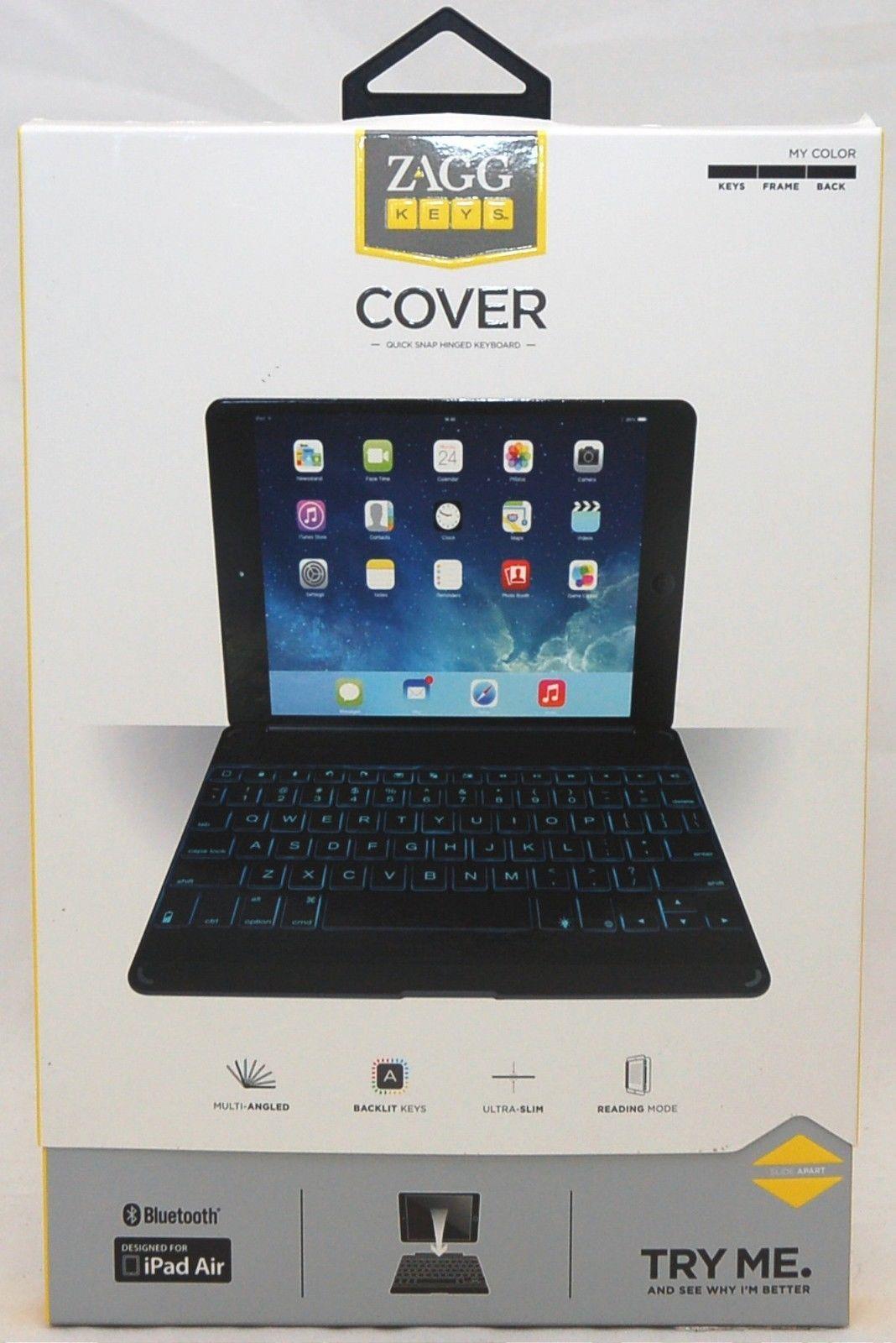 NEW Zagg Cover iPad Air Bluetooth Keyboard backlit keys laptop hinged case dock
