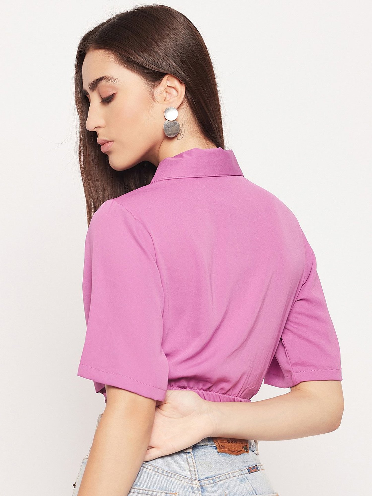 MADAME Purple Regular Fit Crop Top