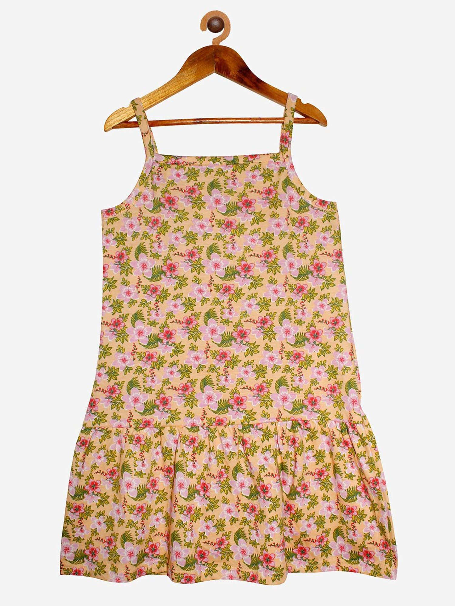 Kiddopanti Kids Peach Floral Print Dress