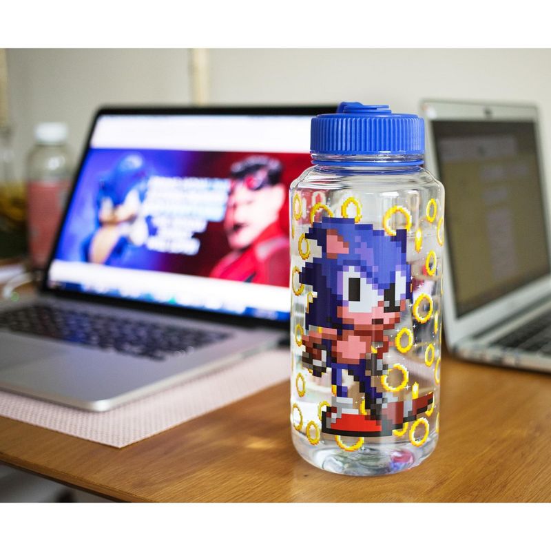 Just Funky Sonic The Hedgehog Gold Rings Plastic Water Bottle | Holds 32 Ounces