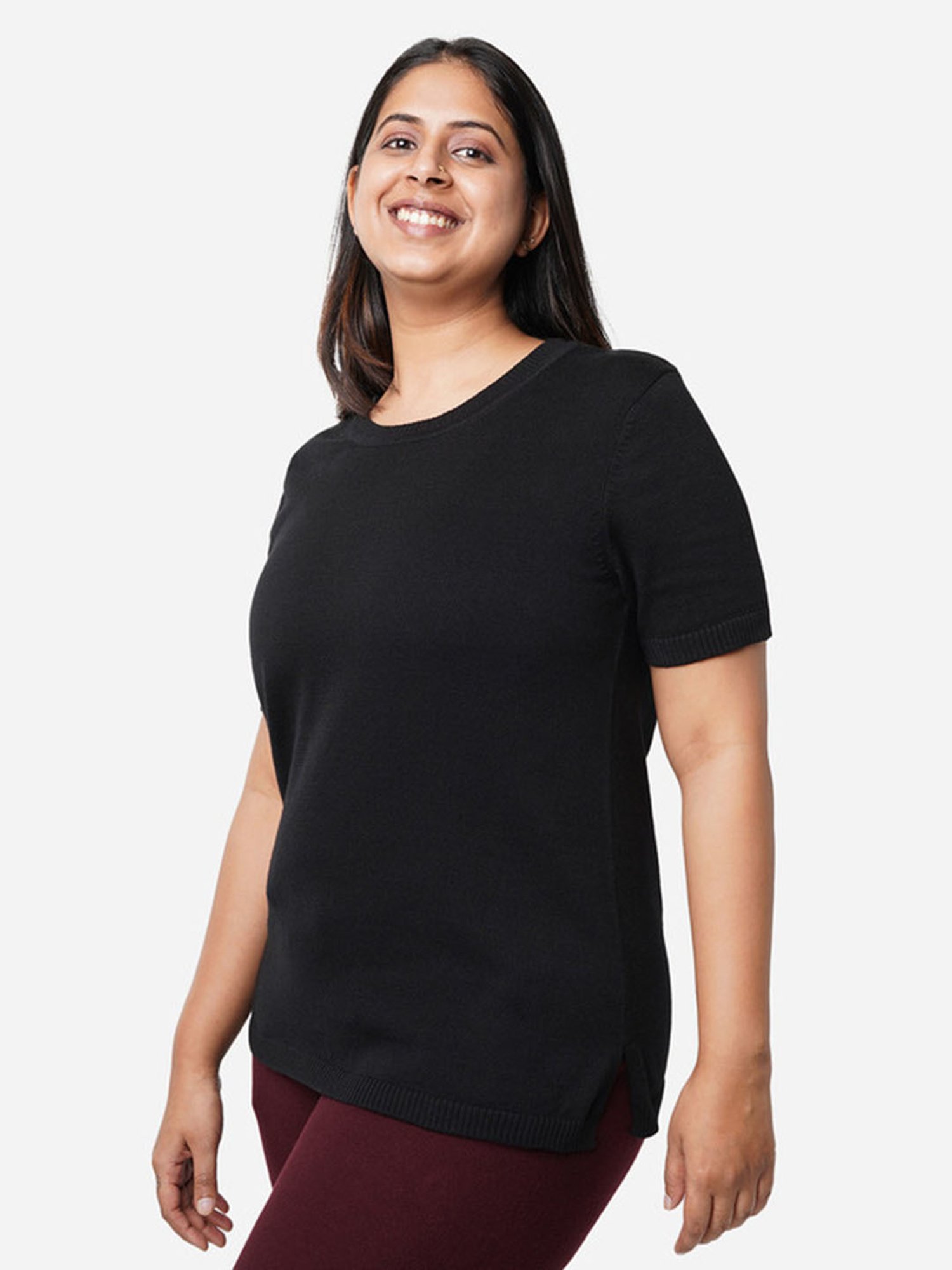 BlissClub Black At-Ease Cotton Knit Top