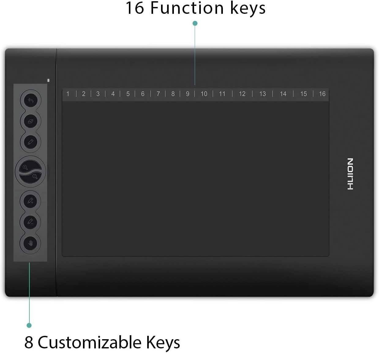 Huion H610PRO V2 Painting Drawing Pen Graphics Tablet 10x6 Inch with Battery-free Stylus Tilt Function and 8192 Pressure Sensitivity and 8 Shortcut Keys