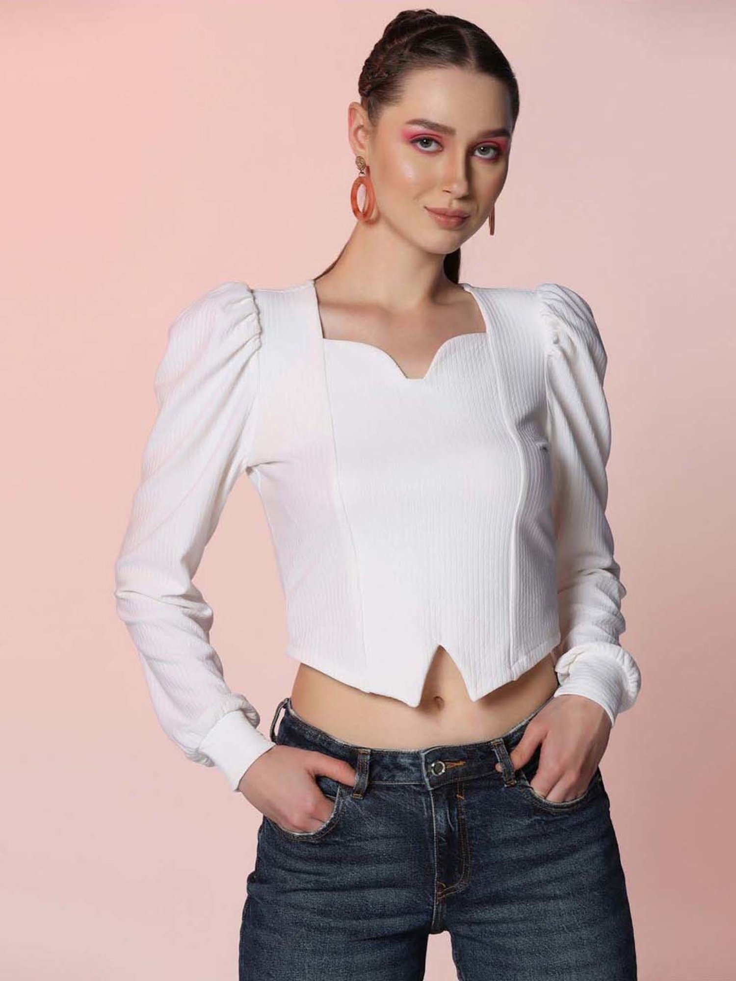 SELVIA White Regular Fit Top