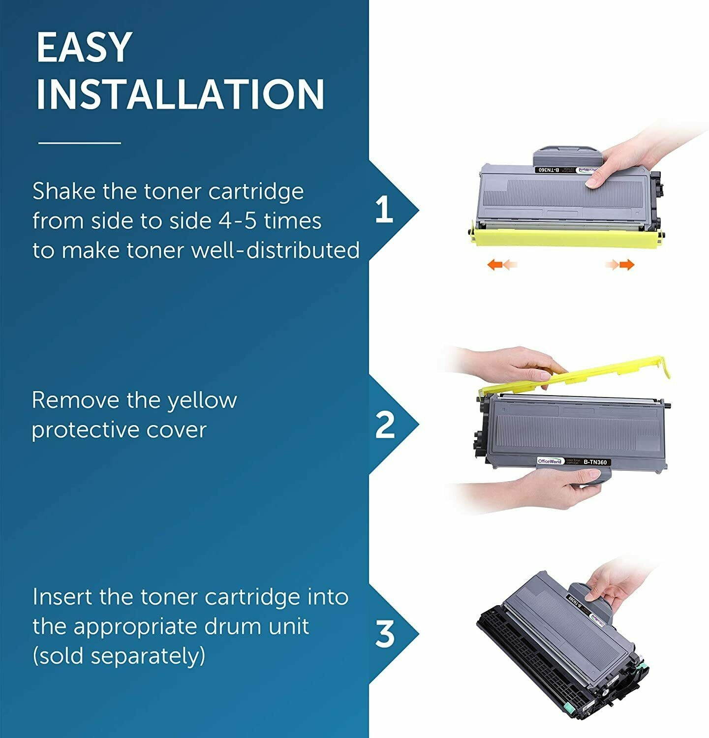 2PK High Yield Combo For Brother TN360 Toner TN330 DR360 Drum MFC-7440N 7840W