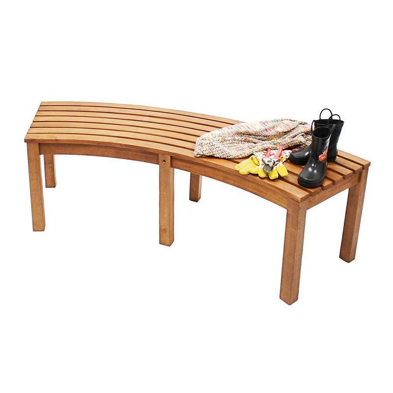 58.8" Classic Outdoor Eucalyptus Curved Backless Bench Natural Oil Finish - ACHLA Designs