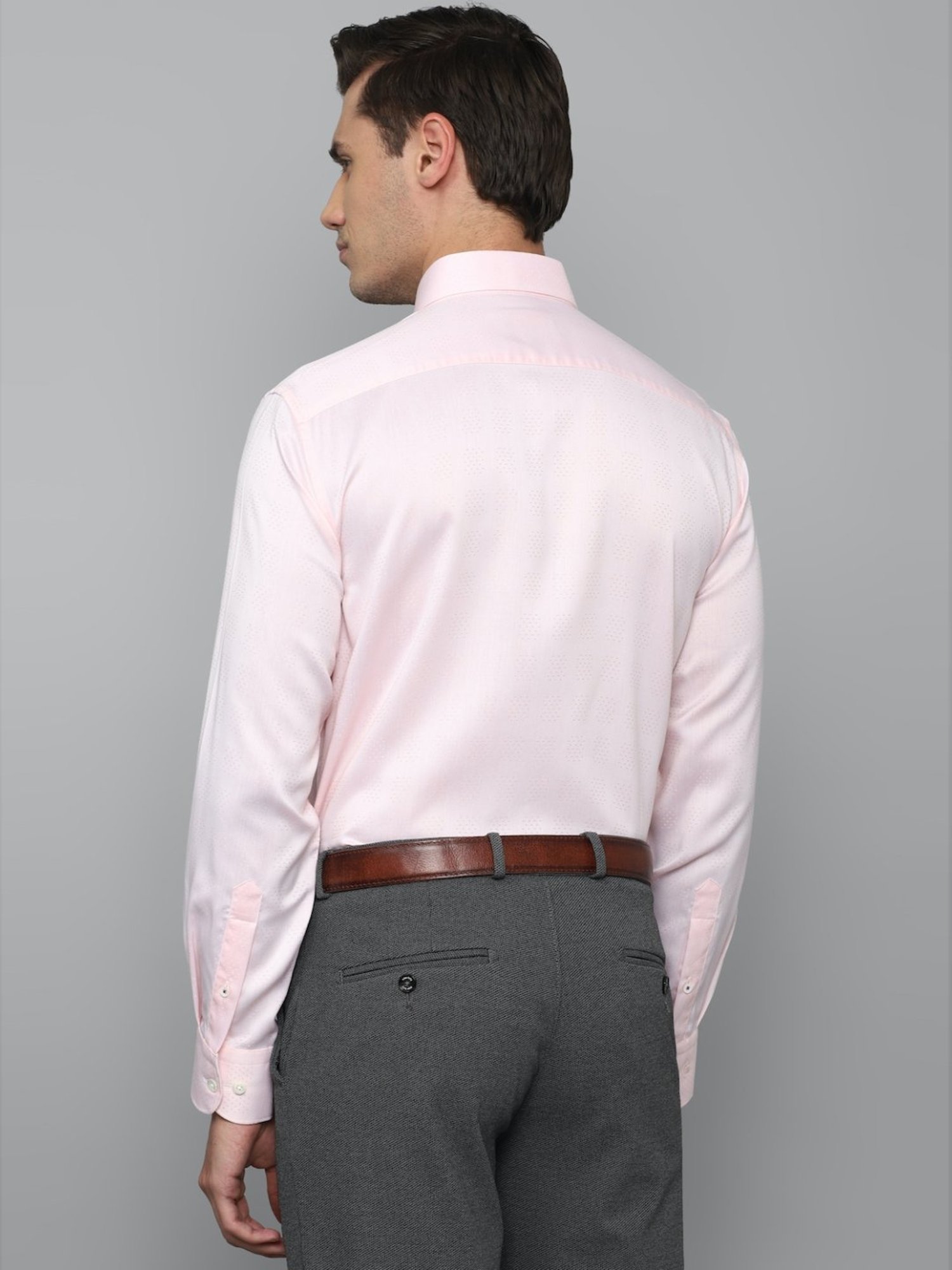 Luxure By Louis Philippe Pink Regular Fit Self Pattern Shirt