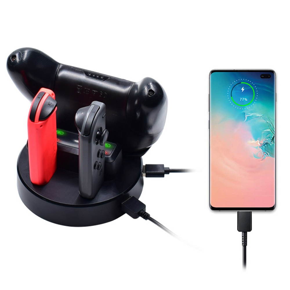 Nintendo Switch Charger Charging Station, 4 in 1 Nintendo Switch Joycon Controller Charger Charging Dock Stand with Type C Charging Cable