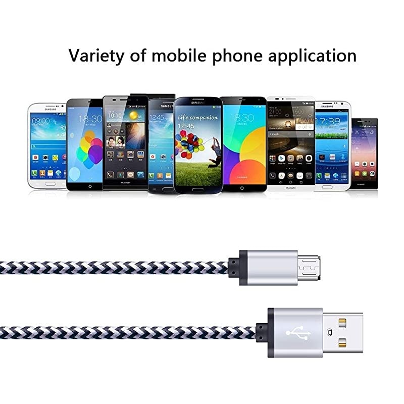 Android Charger Cable  5Pack 6ft Micro USB Cable Cord Braided Fast Charging Phone Charger for Samsung Galaxy J3 J7 S6 S7 Edge Tablet LG stylo 23 LG G3 G4 K30 K20 Plus Kindle Fire 7 8 10