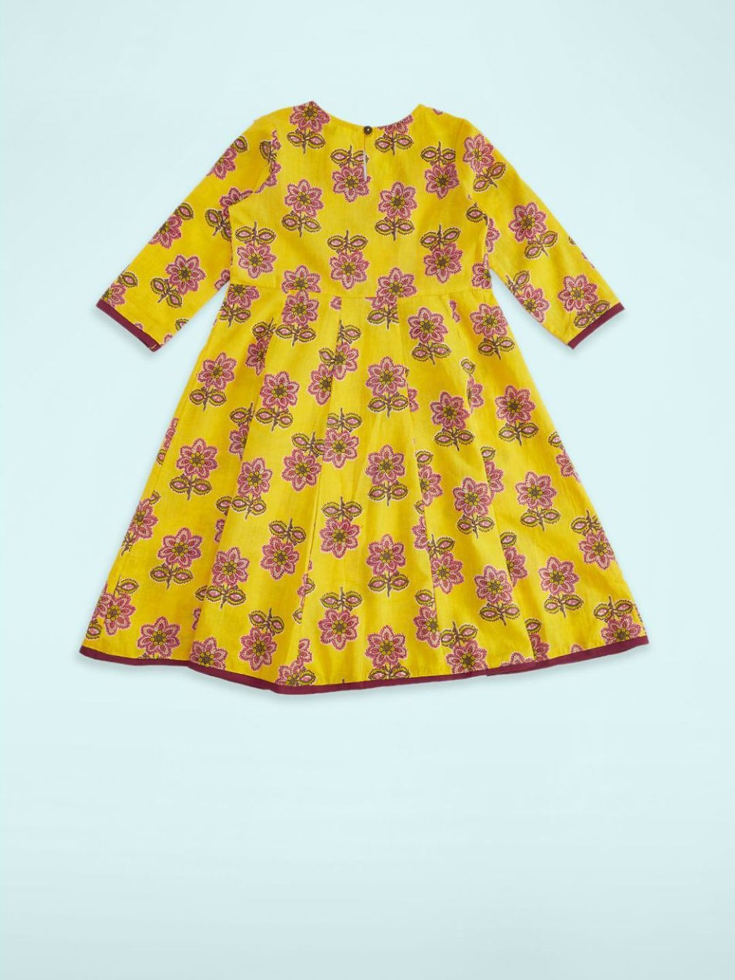 Akkriti by Pantaloons Kids Yellow & Maroon Cotton Floral Print Kurta Set