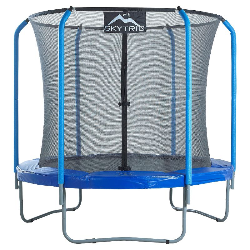 Skytric 8' Trampoline with Top Ring Enclosure System equipped with the "Easy Assemble Feature"