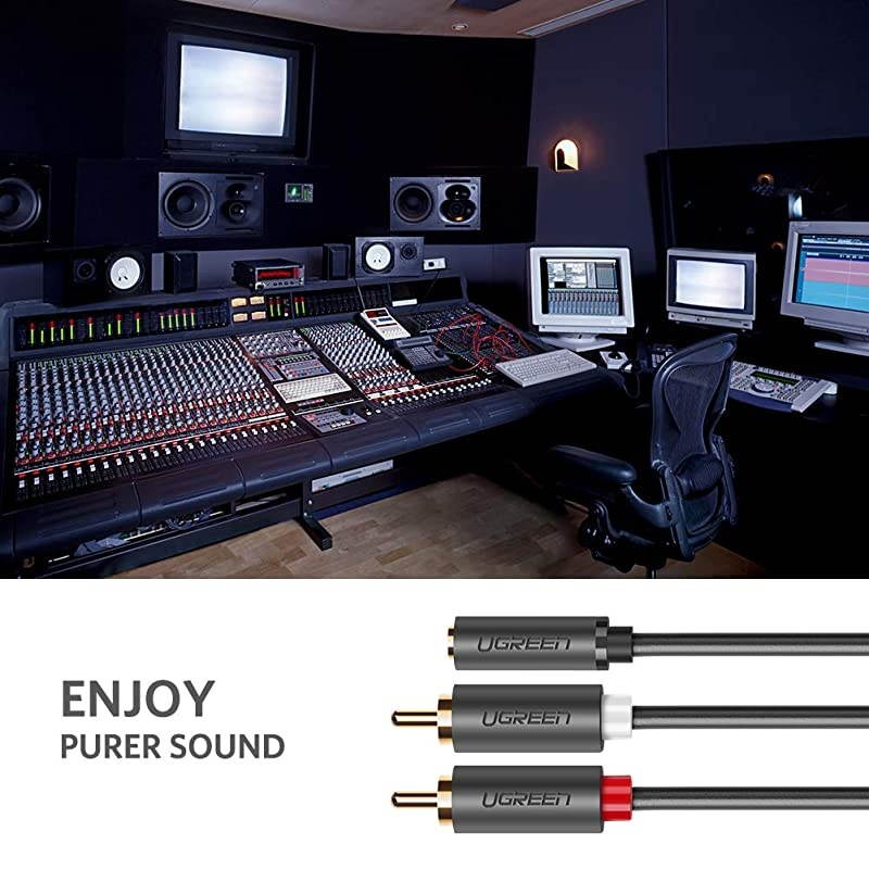 35mm Female to 2 RCA Male Stereo Audio Y Cable Adapter Gold Plated Compatible for Smartphones MP3 Tablets Home Theater 3FT