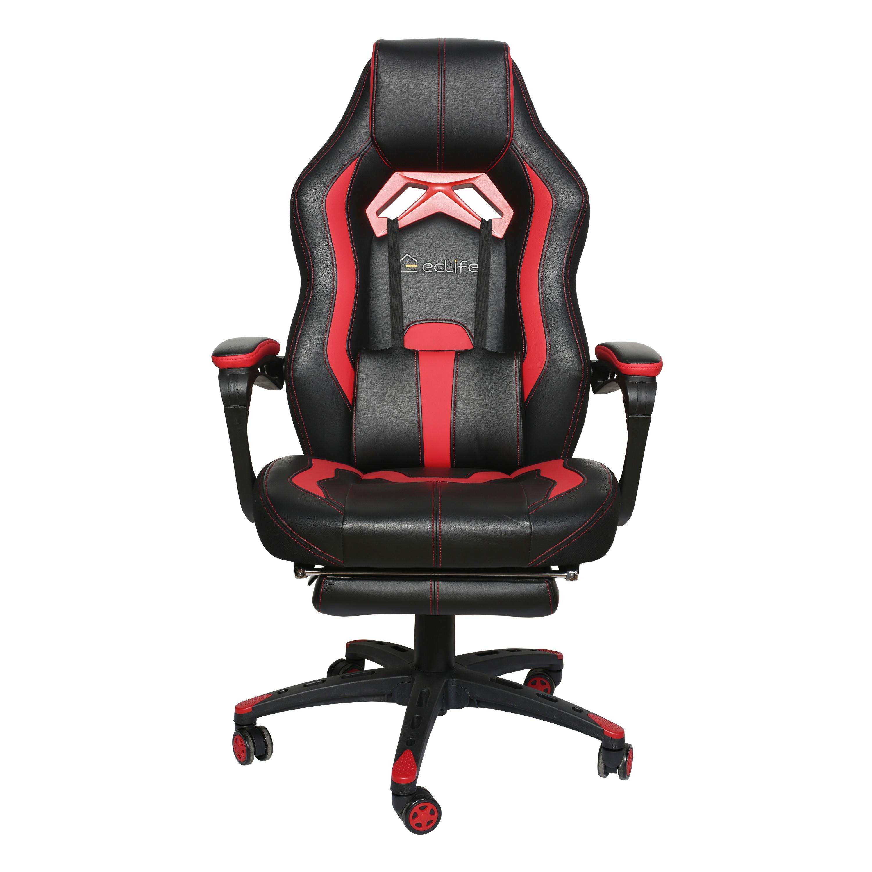 E-sports Massage Gaming Chair with footrest Grey
