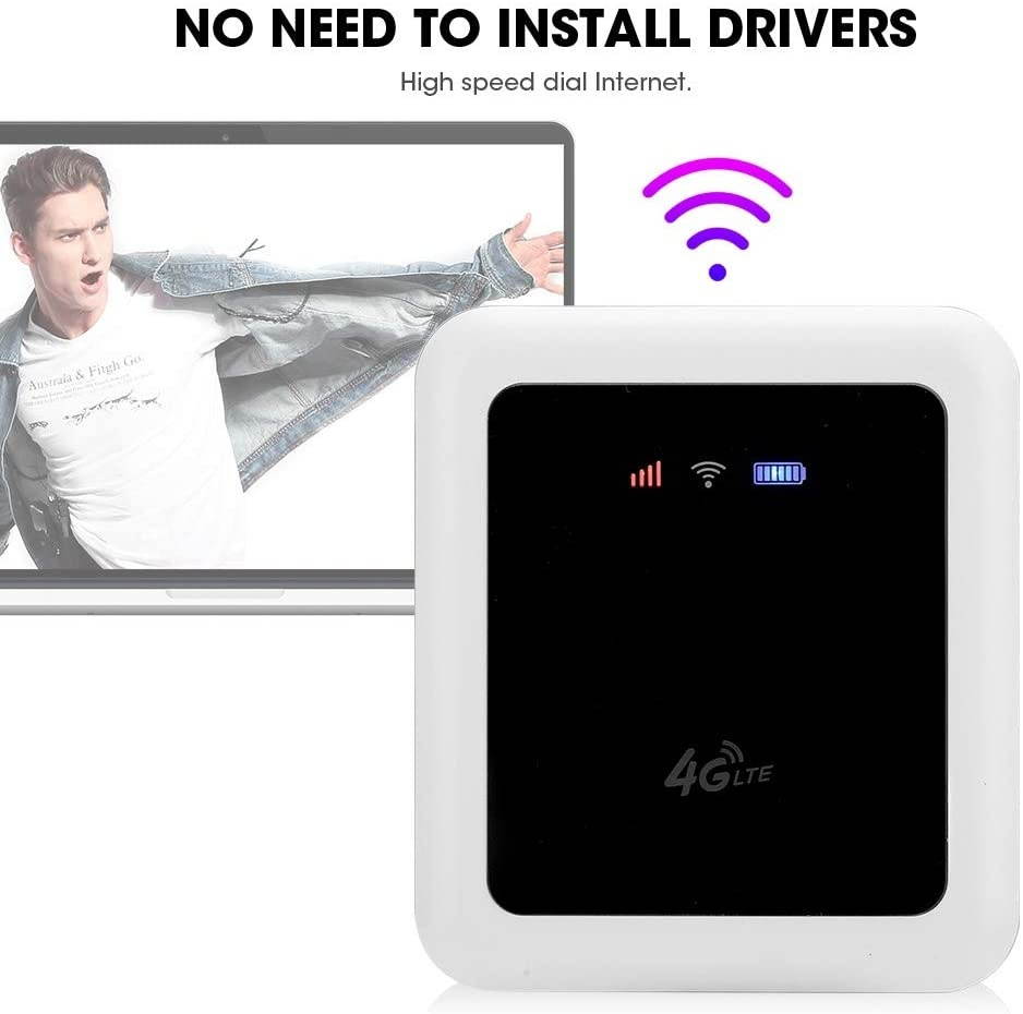 Dpofirs Wireless WiFi RouterMini Portable RouterUniversal Non-SIM-Card White International 4G/3GTravel Routerfor Tablet Phone Laptop Photo Backup/Data Transfer5200mAh Battery