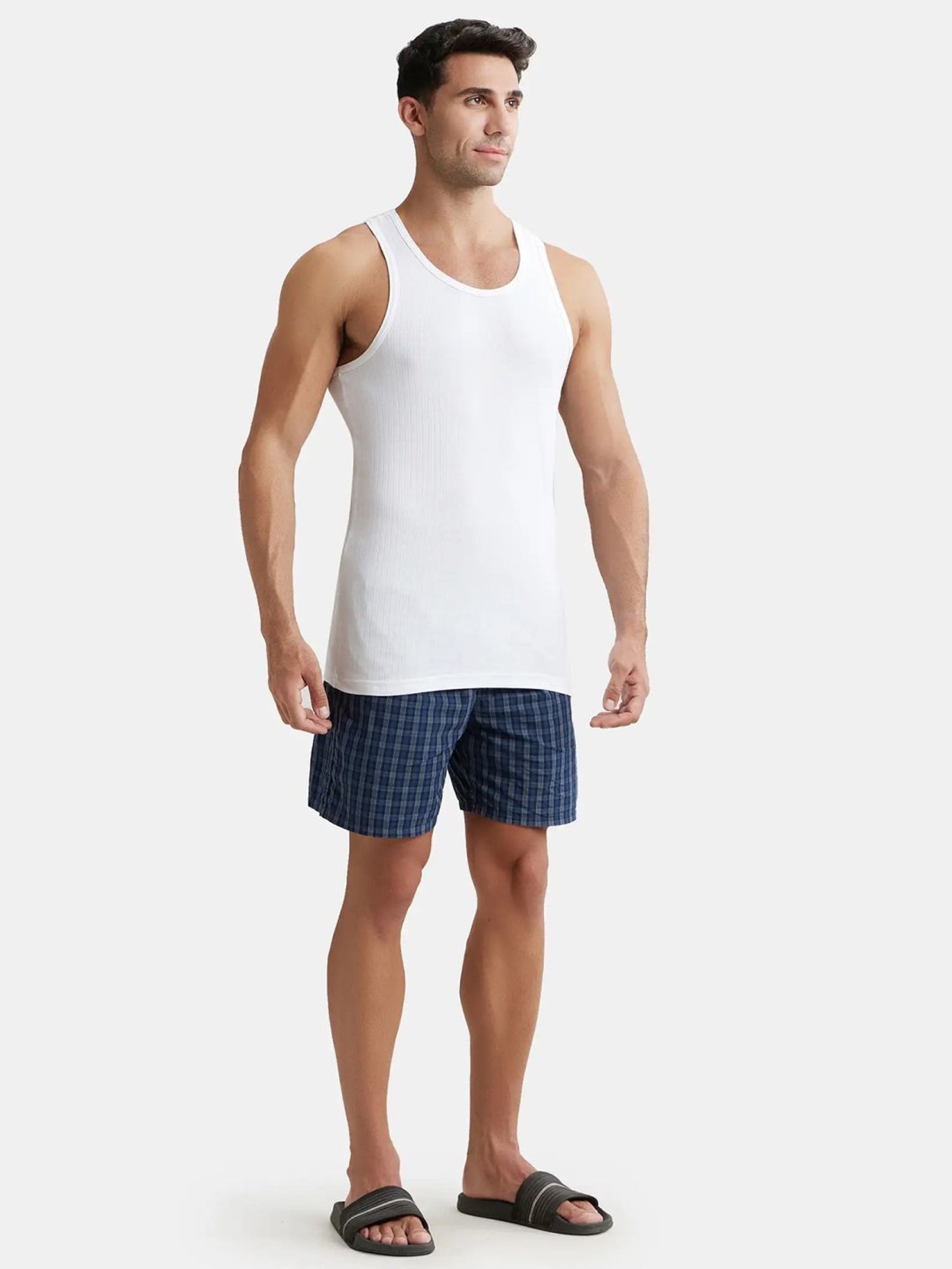 Cantabil Navy Blue Cotton Regular Fit Vest